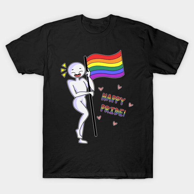 Happy Pride Flag White T-Shirt by Cute and Simple